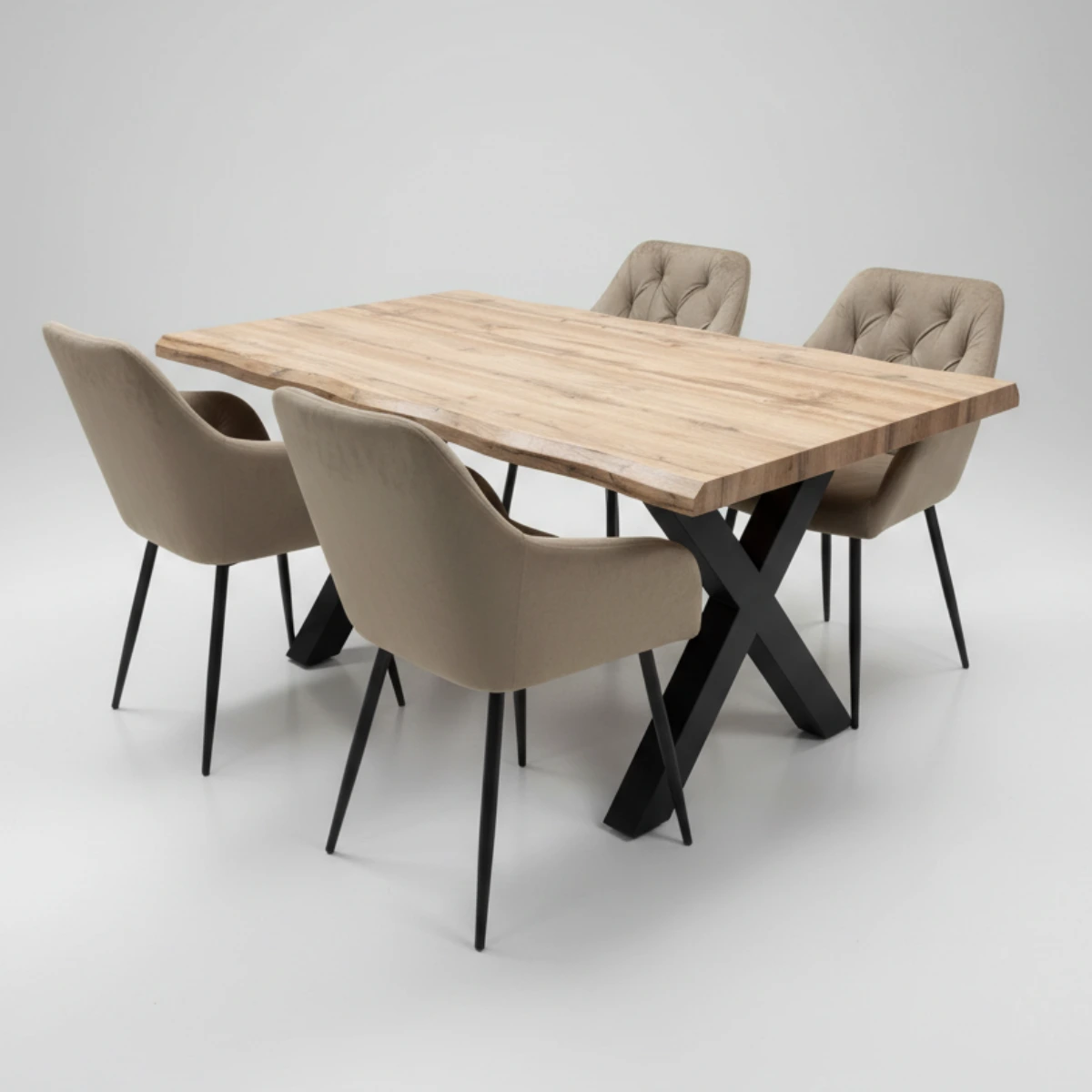 Jídelní set 4+1 160x90 cm dub, béžová VJS136-4BE