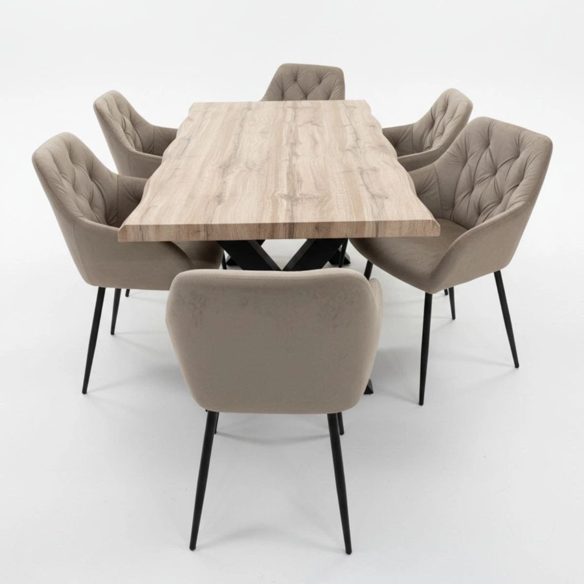 Jídelní set 6+1 140x90 cm dub, béžová VJS136-6BE