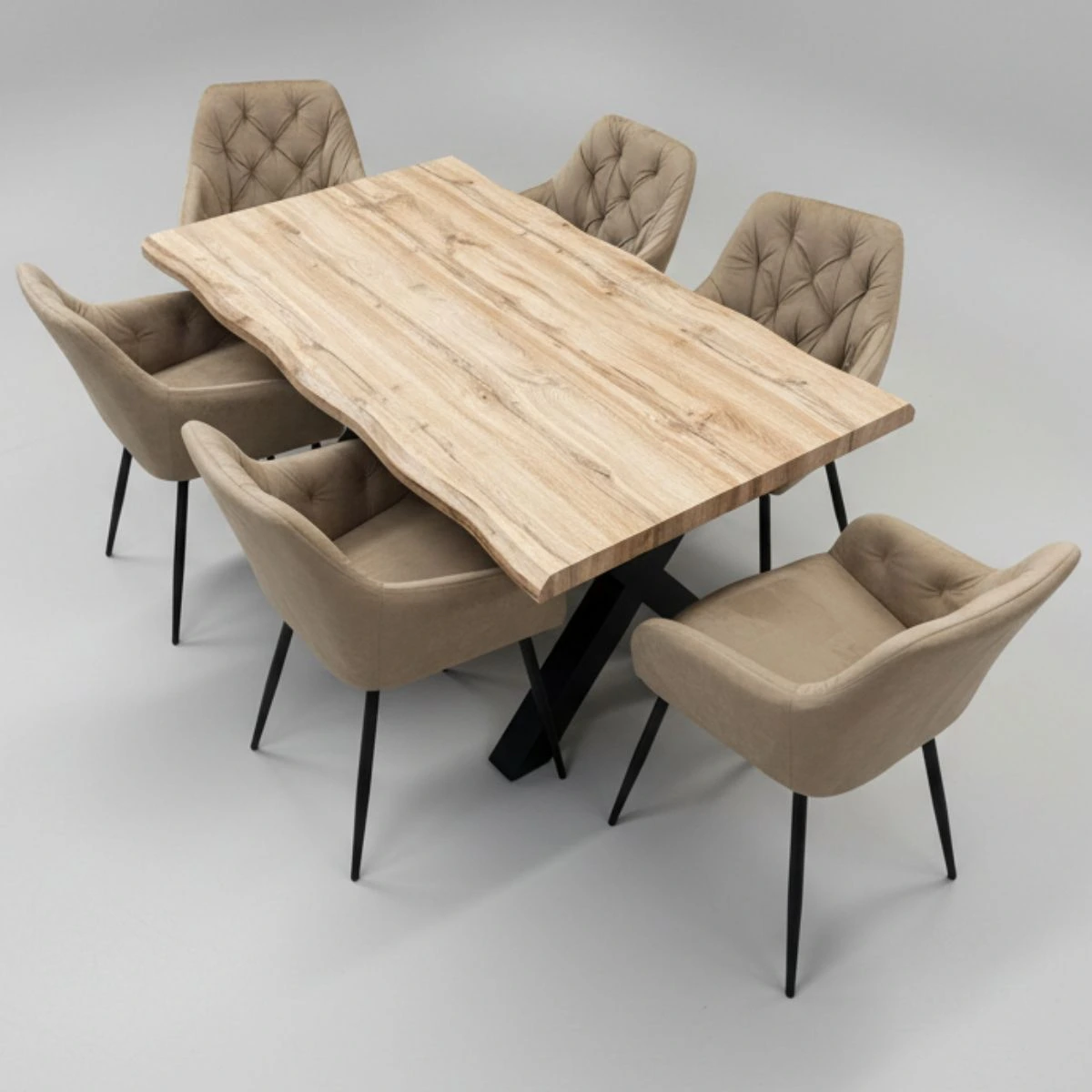 Jídelní set 6+1 140x90 cm dub, béžová VJS136-6BE