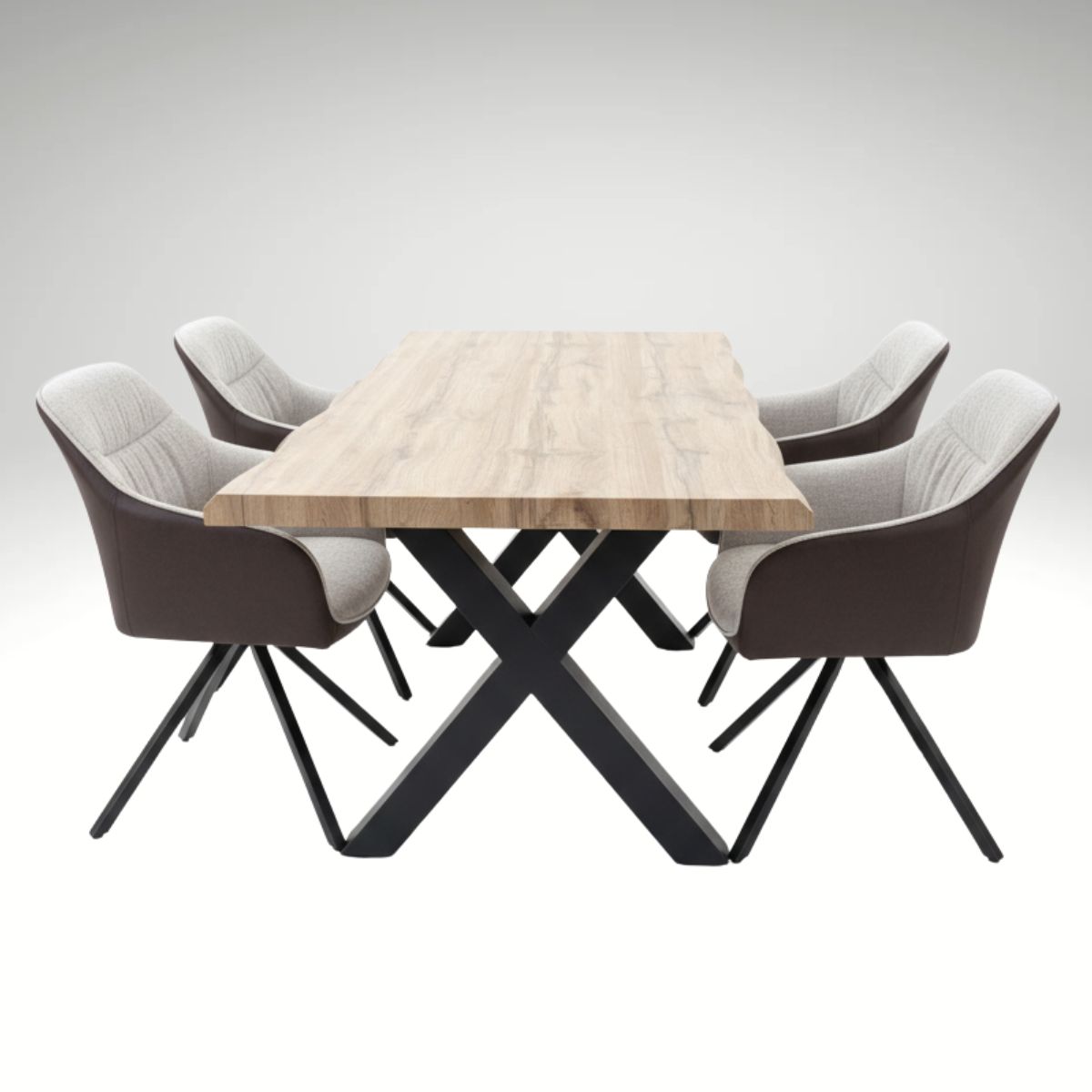 Jídelní set 4+1 160x90 cm dub, krémová látka VJS154-4K