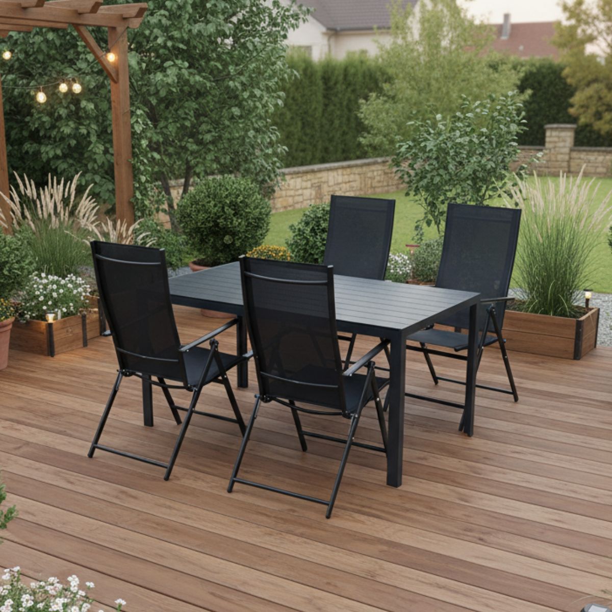 Zahradní set 150x90 pro 4 osoby V134 černá