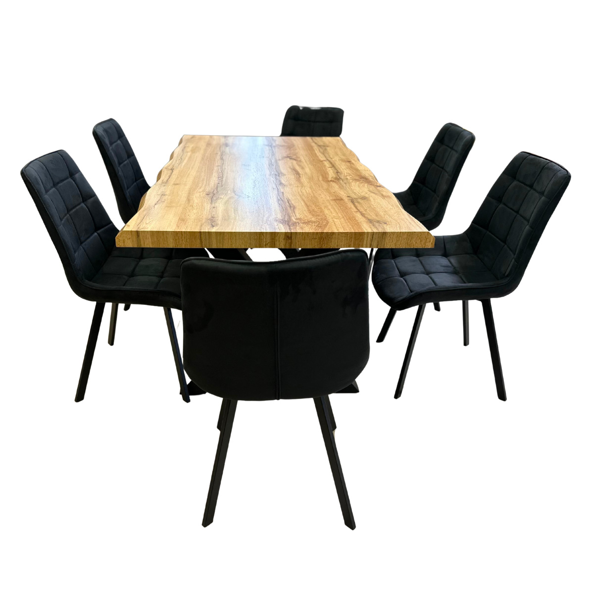 Jídelní set pro 6 osob 140x90 cm dub-černá VJS114-61C