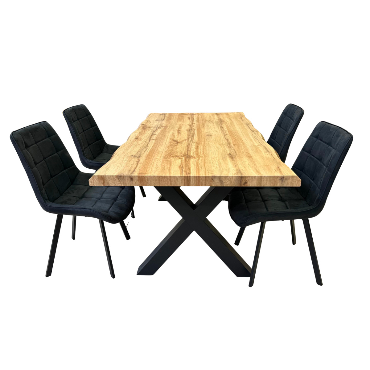 Jídelní set pro 4 osoby 140x90 cm dub-černá VJS114-41C