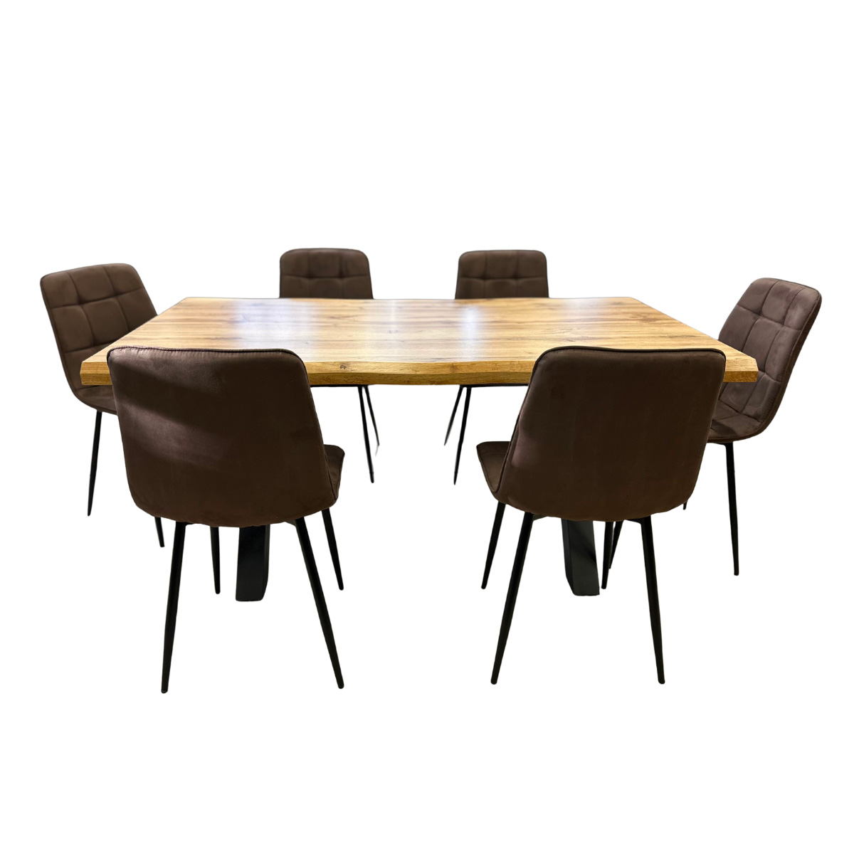 Jídelní set pro 6 osob 140x90 cm dub-hnědá VJS214-6H-S