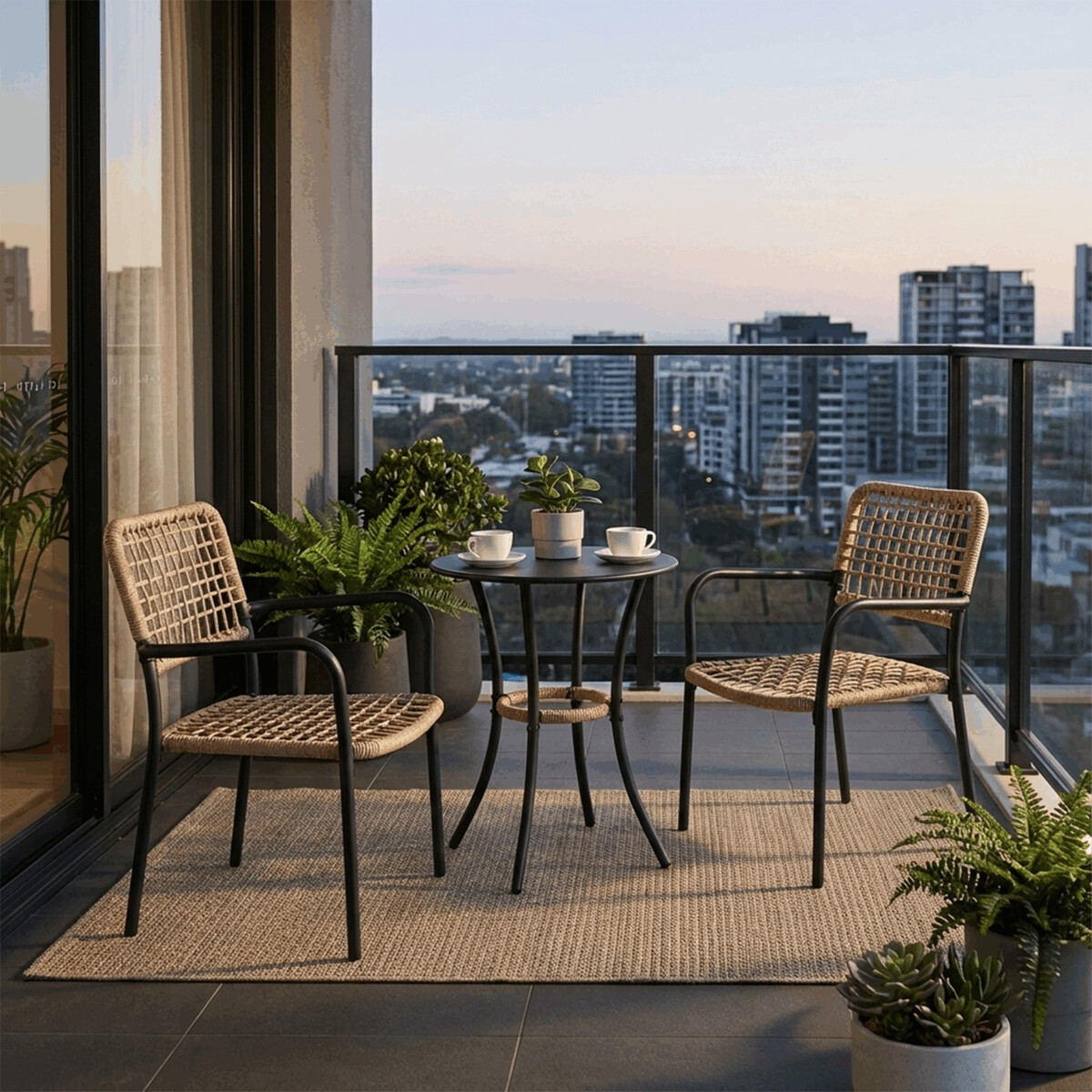 Balkónový set 1+2 ratan barva přírodní AZS104N