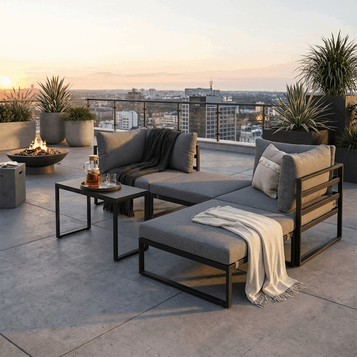 Zahradní set 2+1 tmavě šedá látka AZS105S