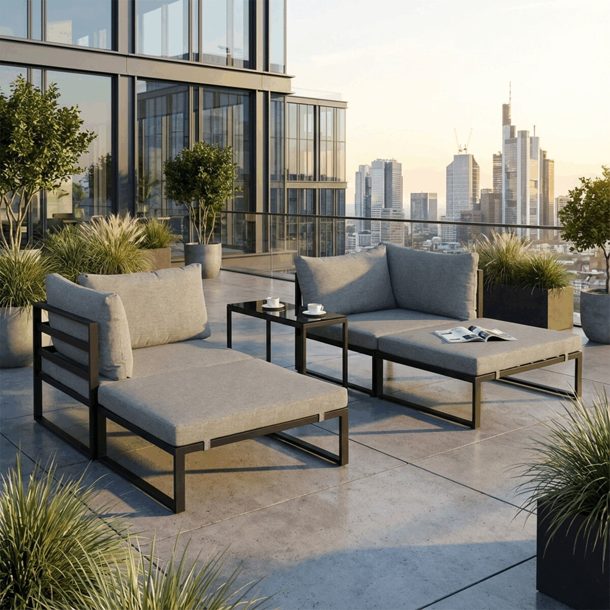 Zahradní set 2+1světle šedá látka AZS105SS