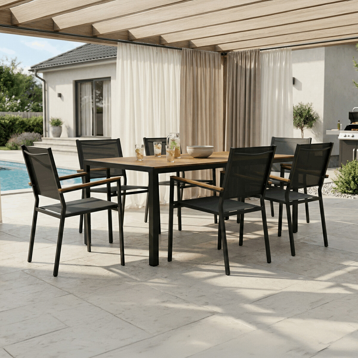 Zahradní křeslo kov a síťovina v šedé barvě AZZ113S