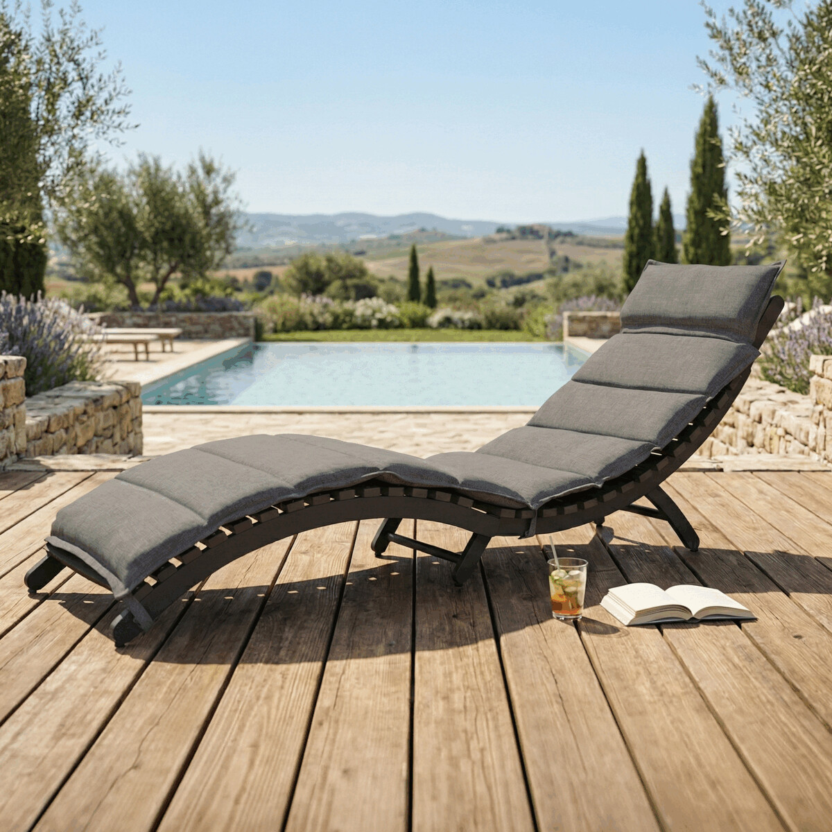 Zahradní lehátko konstrukce hliník šedá AZL103S