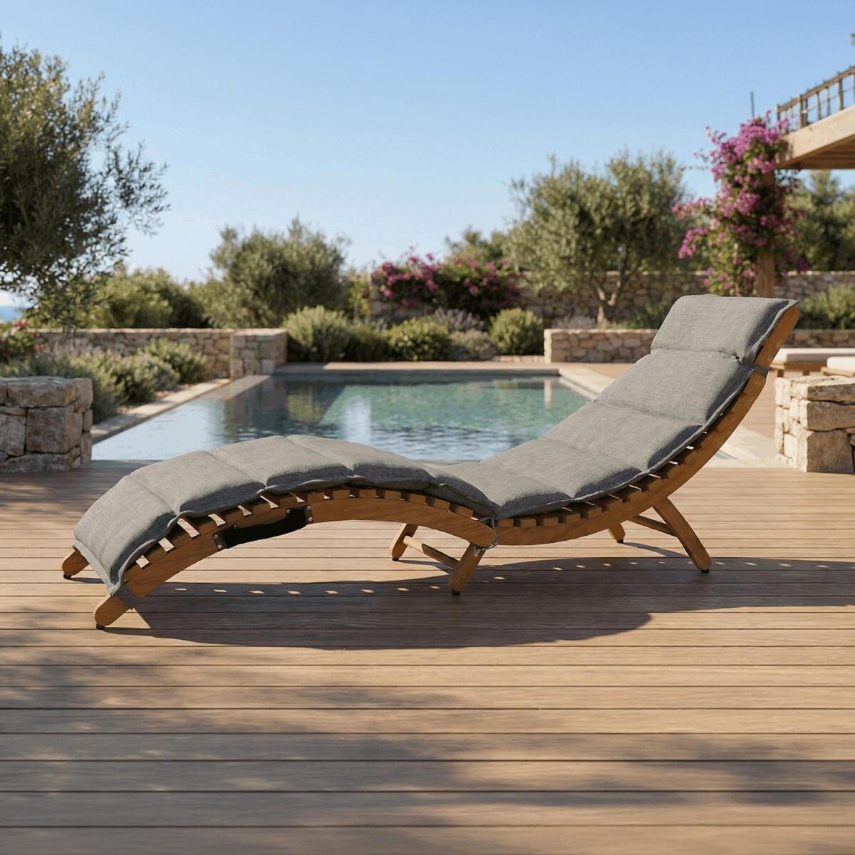 Zahradní lehátko konstrukce hliník dřevodekor AZL103N