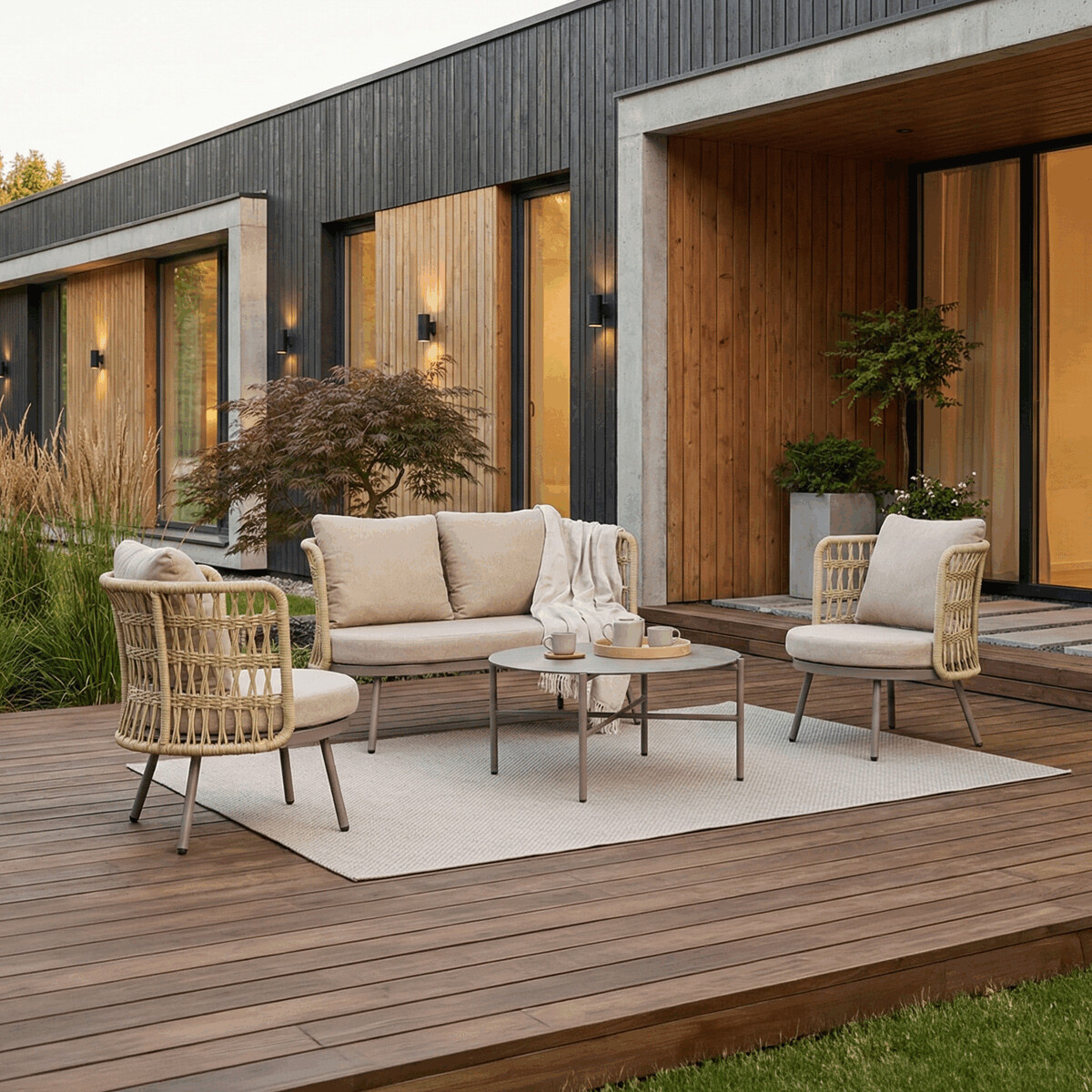 Zahradní sestava pro 4 osoby béžová AZS143K